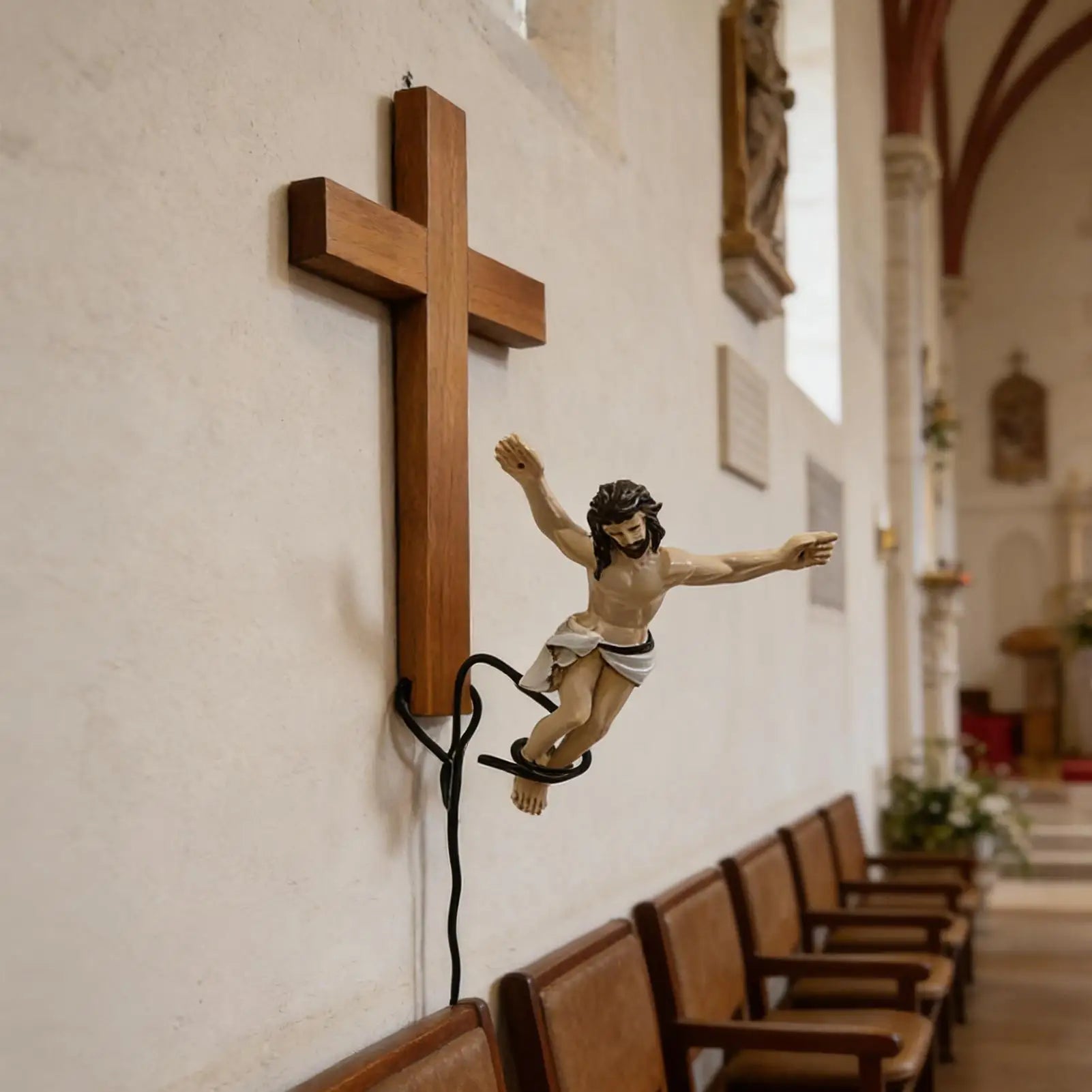 Jumping Jesus Figurine Wall Art