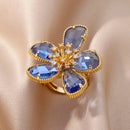Luxury Gold Plated Colorful Zircon Heart Ring for Women | Stainless Steel