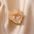 Luxury Gold Plated Colorful Zircon Heart Ring for Women | Stainless Steel