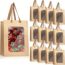 5/10pcs Transparent Window Gift Bags – White & Black Paperboard Packaging Boxes for Weddings, Birthdays, Parties, Baking & Takeout