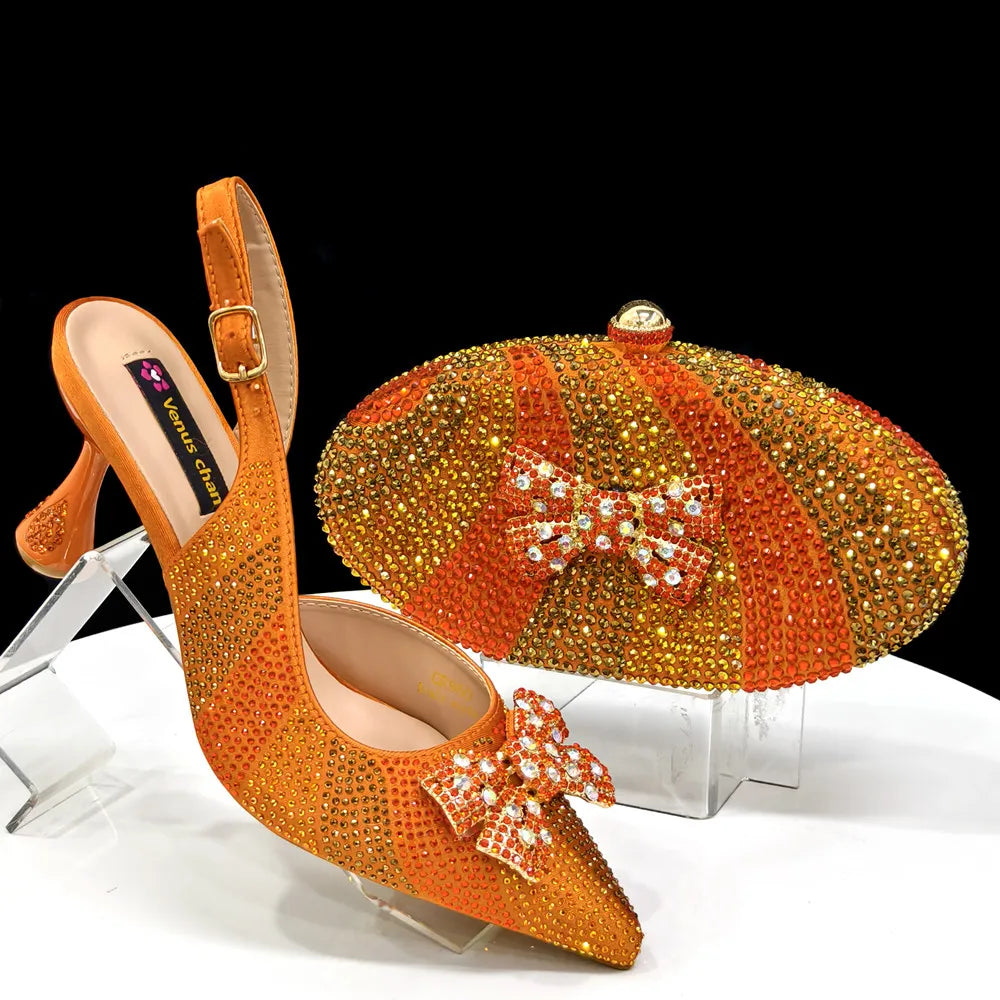 Italian Design Women’s Heels & Rhinestone Butterfly Bag Set – Bridal & Evening Wear (US Sizes 6–11)