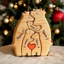 Personalized Wooden Bear Family Puzzle – Custom Name Engraved Home Decor, Heartwarming Gift for Mom, Baby, Couples & Holidays