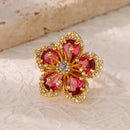 Luxury Gold Plated Colorful Zircon Heart Ring for Women | Stainless Steel