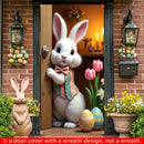 2D Easter Door Casing Banner – Cute Bunny, Easter Egg & Flower Printed Door Frame Decoration for Spring Parties & Holiday Events