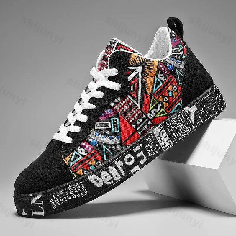 Mens Casual Sport Shoes 2025 Autumn Fashion Comfort Non Slip Casual Sneakers Platform Outdoor Running Shoes Graffiti Board Shoes