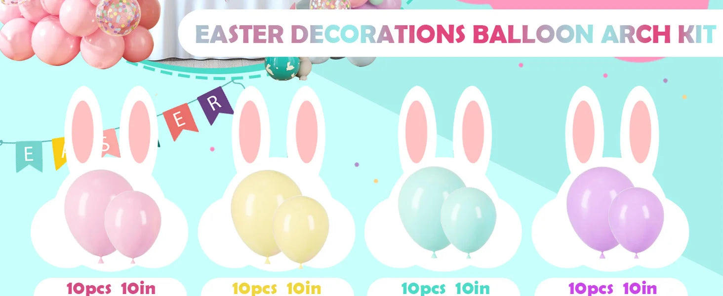 Easter Balloon Garland Arch Kit – Happy Easter Bunny Pastel Rainbow Balloons for Egg Hunt, Baby Shower & Spring Birthday Party Decorations (120 PCS)