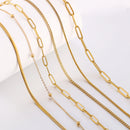 5‑Piece Stainless Steel Chain Necklace Set – Bead, Rope, Cuban, Paperclip & Snake Link Chains for Women, 18K Gold & Steel DIY Jewelry