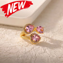 Luxury Gold Plated Colorful Zircon Heart Ring for Women | Stainless Steel