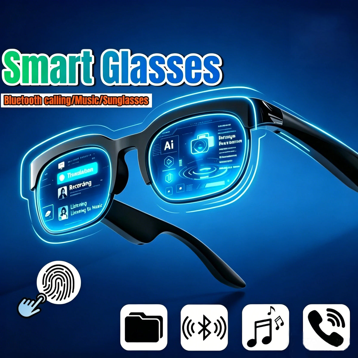 Transform Your Conversations with AI Translation Smart Glasses - Bluetooth Enabled for Music & More