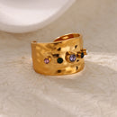 Luxury Gold Plated Colorful Zircon Heart Ring for Women | Stainless Steel