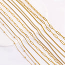 5‑Piece Stainless Steel Chain Necklace Set – Bead, Rope, Cuban, Paperclip & Snake Link Chains for Women, 18K Gold & Steel DIY Jewelry