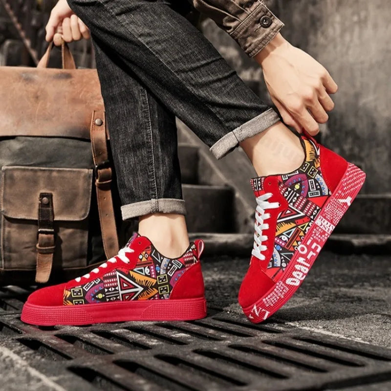 Mens Casual Sport Shoes 2025 Autumn Fashion Comfort Non Slip Casual Sneakers Platform Outdoor Running Shoes Graffiti Board Shoes