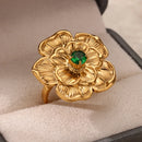 Luxury Gold Plated Colorful Zircon Heart Ring for Women | Stainless Steel