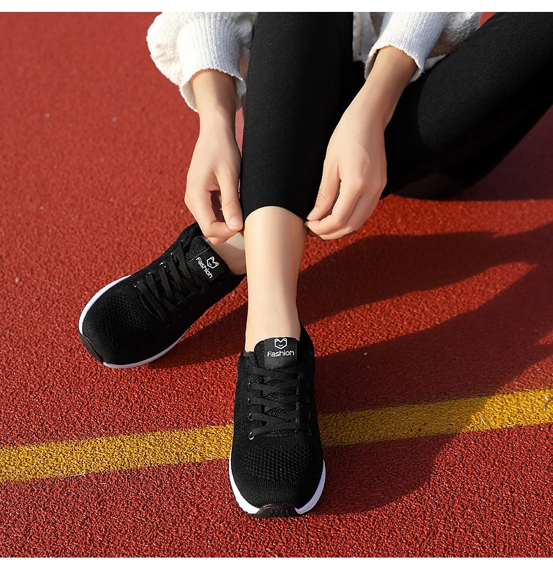 Breathable Mesh Lace-Up Sneakers
