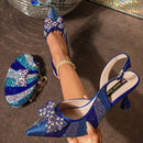 Venus Chan Italian Design Women’s Shoes & Rhinestone Butterfly Bag Set – Bridal Party Heels with Matching Handbag, Elegant Wedding Accessories