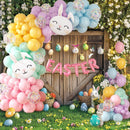 Easter Balloon Garland Arch Kit – Happy Easter Bunny Pastel Rainbow Balloons for Egg Hunt, Baby Shower & Spring Birthday Party Decorations (120 PCS)