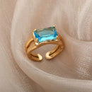 Luxury Gold Plated Colorful Zircon Heart Ring for Women | Stainless Steel