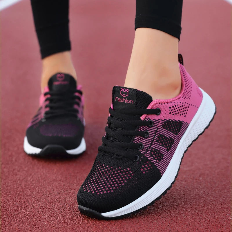 Breathable Mesh Lace-Up Sneakers