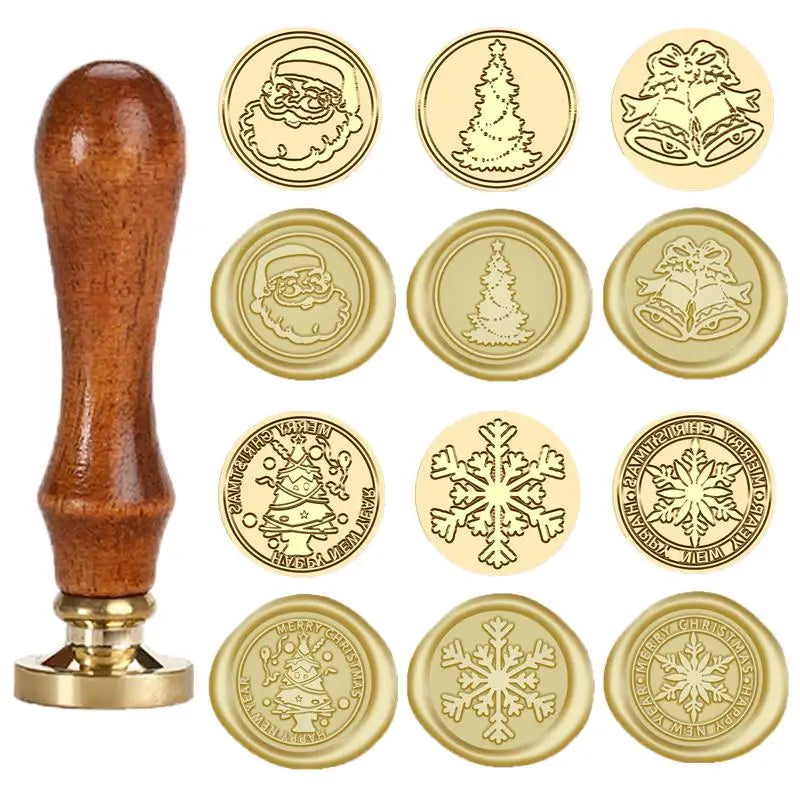 Christmas Wax Seal Stamps Head with Wooden Handle