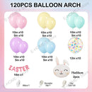 Easter Balloon Garland Arch Kit – Happy Easter Bunny Pastel Rainbow Balloons for Egg Hunt, Baby Shower & Spring Birthday Party Decorations (120 PCS)