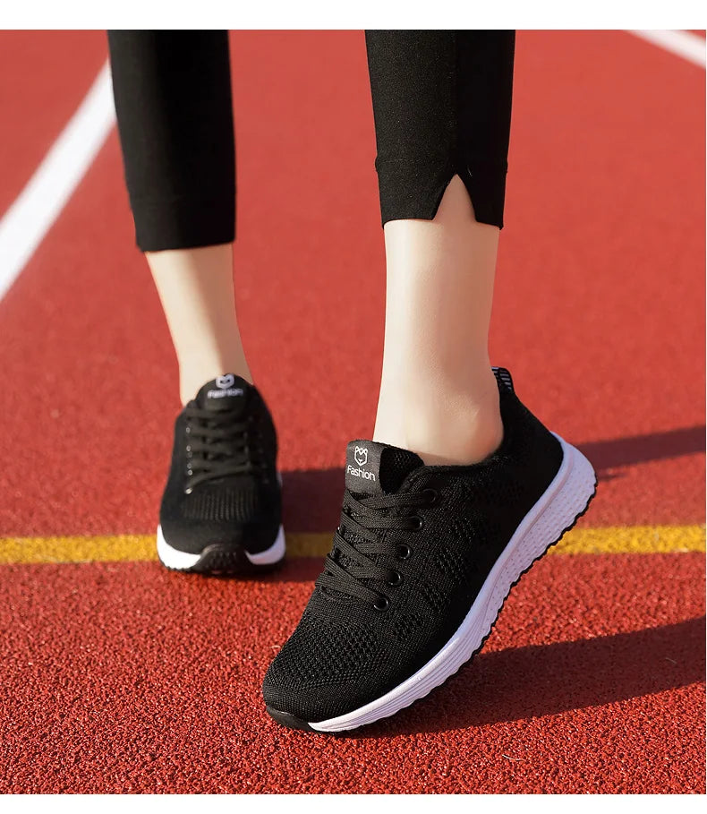 Breathable Mesh Lace-Up Sneakers