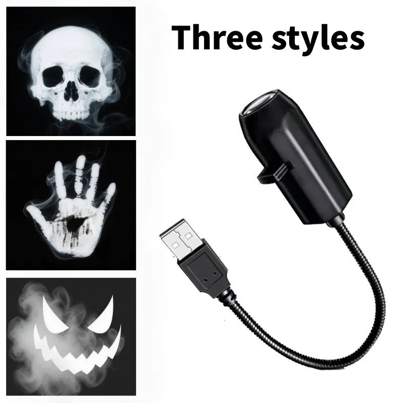 USB Halloween Ghost & Skull Projector Light | LED Switchable Pattern Night Lamp for Room, Ceiling & Window Décor
