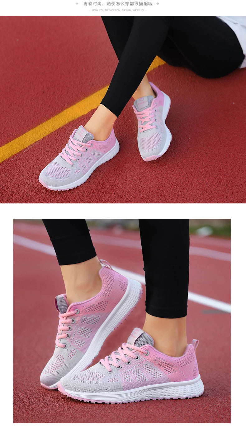 Breathable Mesh Lace-Up Sneakers
