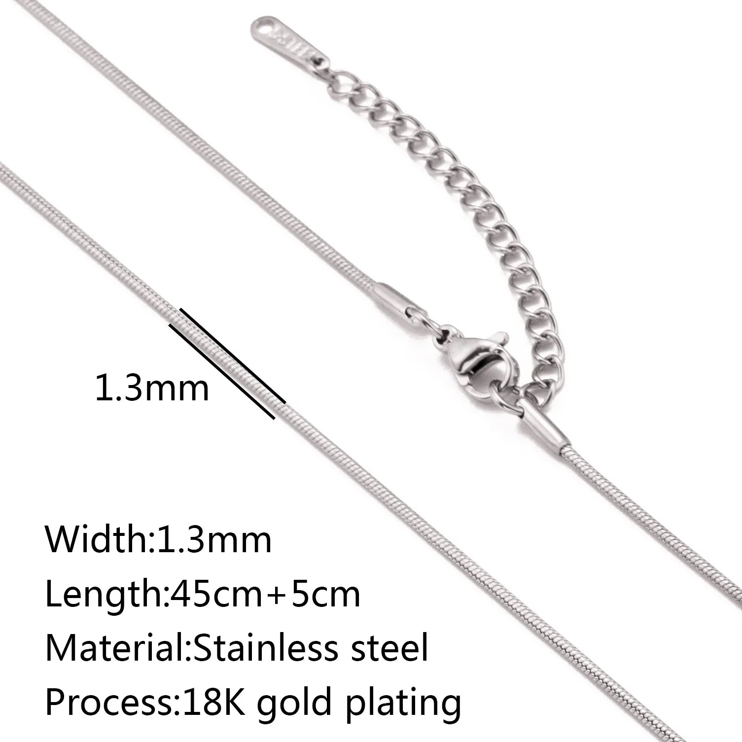 5‑Piece Stainless Steel Chain Necklace Set – Bead, Rope, Cuban, Paperclip & Snake Link Chains for Women, 18K Gold & Steel DIY Jewelry