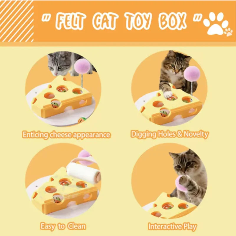 Interactive Cat Puzzle Maze Toy – Felt Box with Bell Ball for Smart Play