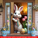 2D Easter Door Casing Banner – Cute Bunny, Easter Egg & Flower Printed Door Frame Decoration for Spring Parties & Holiday Events