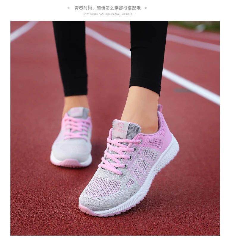 Breathable Mesh Lace-Up Sneakers