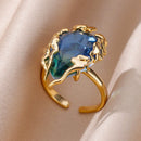 Luxury Gold Plated Colorful Zircon Heart Ring for Women | Stainless Steel