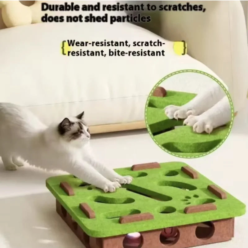Interactive Cat Puzzle Maze Toy – Felt Box with Bell Ball for Smart Play