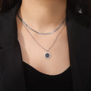 Multilayer Snake Chain Necklace for Women – Stainless Steel Round Disc Pendant (Gold & Steel)