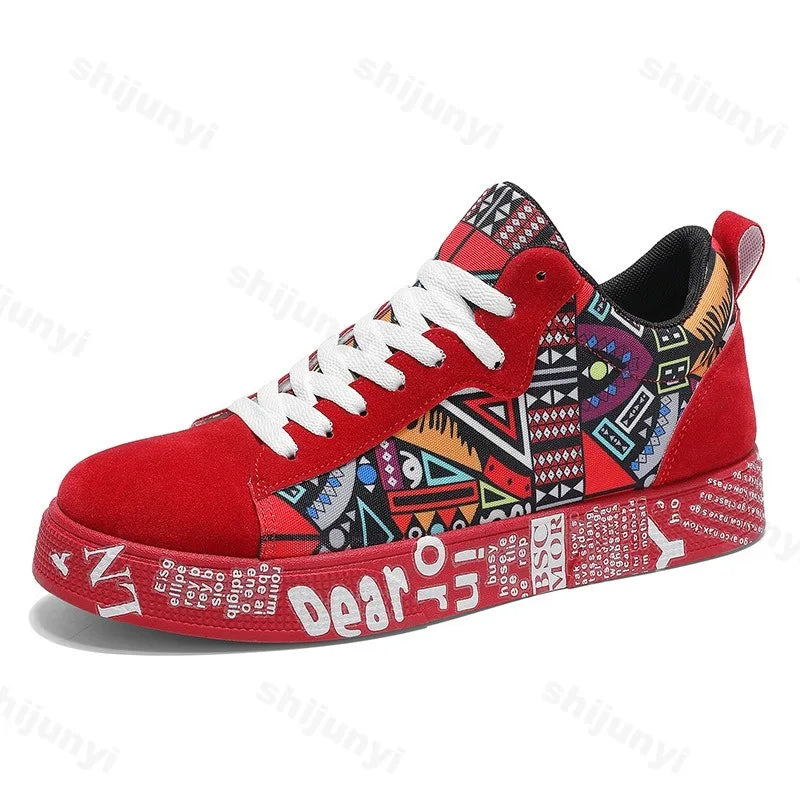 Mens Casual Sport Shoes 2025 Autumn Fashion Comfort Non Slip Casual Sneakers Platform Outdoor Running Shoes Graffiti Board Shoes