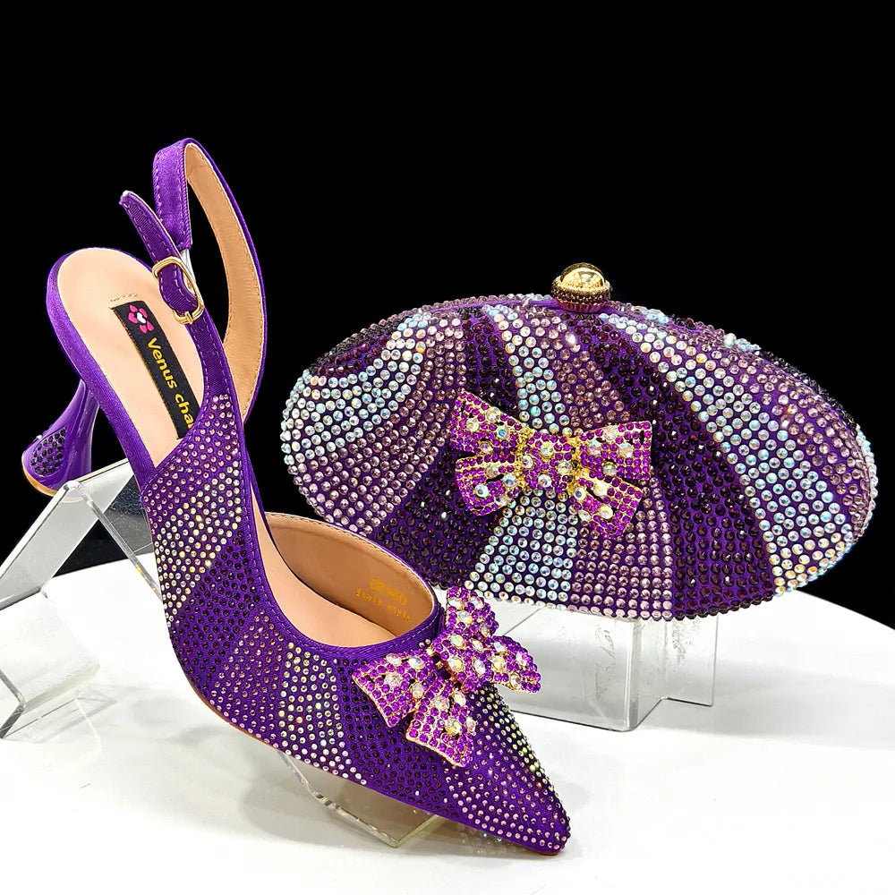 Italian Design Women’s Heels & Rhinestone Butterfly Bag Set – Bridal & Evening Wear (US Sizes 6–11)