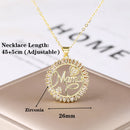 Luxury Mama & Children Zircon Pendant Necklace – Gold Round Clavicle Chain for Women, High‑Shine Mother’s Day Jewelry Gift