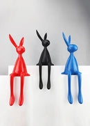 45cm Light Luxury Rabbit Sculpture – Nordic Resin Sitting Bunny Ornament for Living Room, Foyer & Tabletop Home Decor (Blue/White/Black)