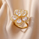 Luxury Gold Plated Colorful Zircon Heart Ring for Women | Stainless Steel