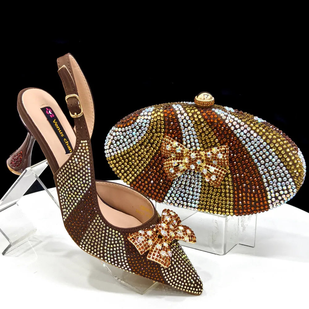 Italian Design Women’s Heels & Rhinestone Butterfly Bag Set – Bridal & Evening Wear (US Sizes 6–11)