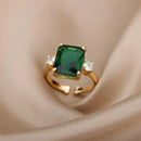 Luxury Gold Plated Colorful Zircon Heart Ring for Women | Stainless Steel