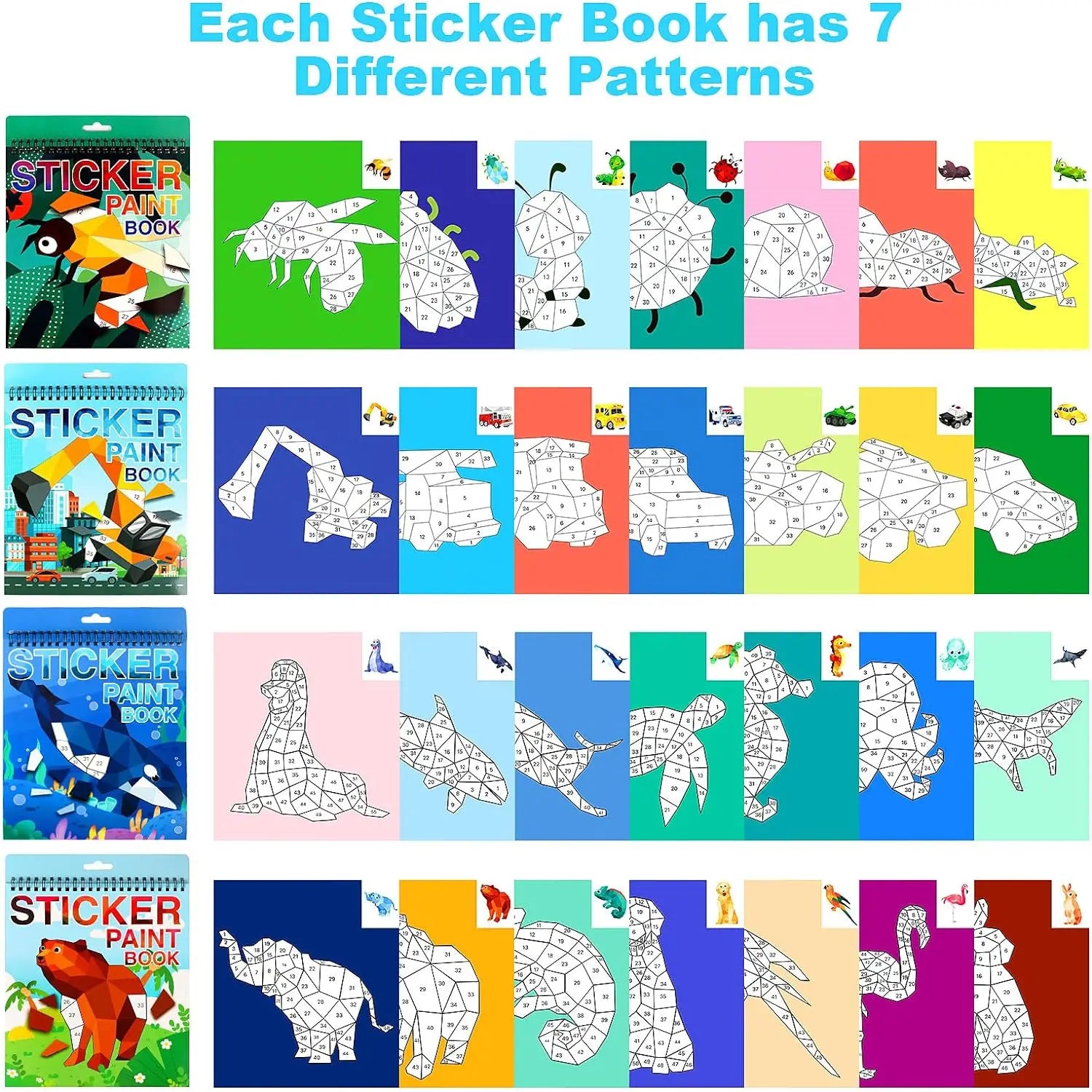 Sticker by Number Book for Kids Ages 4–8 | Animal Craft Activity Book | Travel Busy Toy