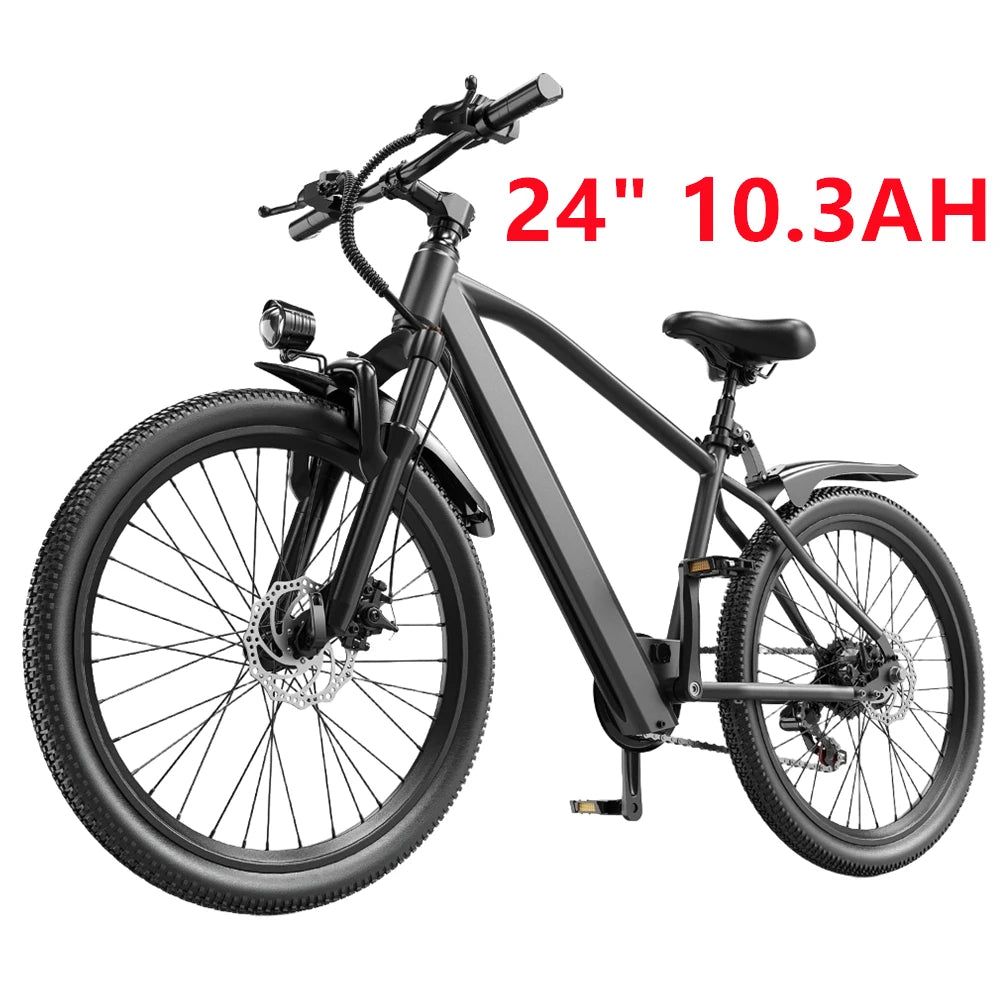 26"/24" Electric Mountain E‑Bike for Adults – 1000W Peak Motor, 36V 10.3Ah/13.3Ah Battery, 19.7 MPH Commuter Ebike