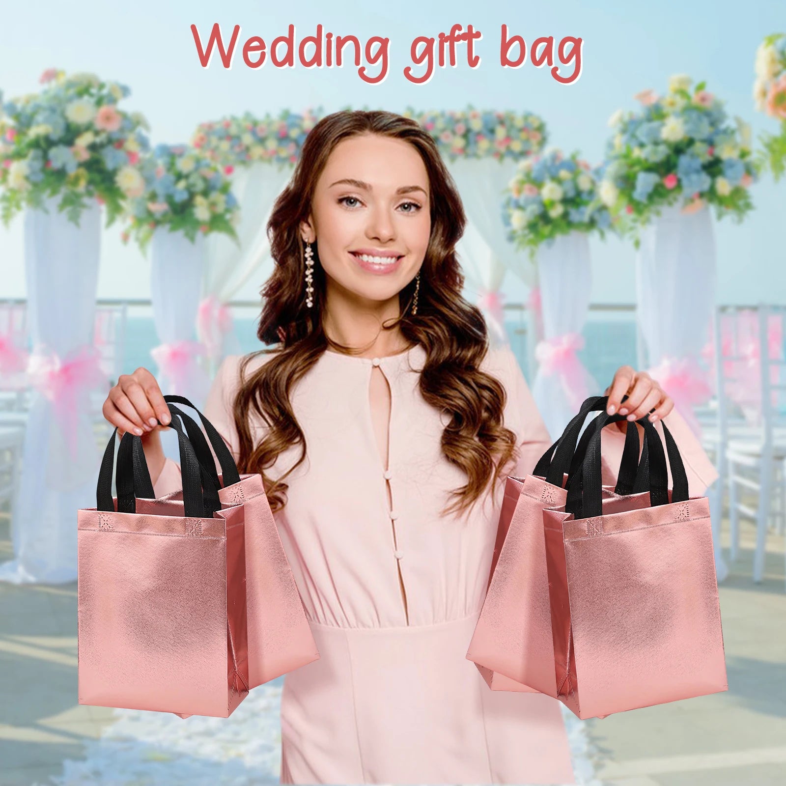 20pcs Aluminized Non‑Woven Gift Bags – Reusable Leak‑Proof Tote Bags for Shopping, Mother’s Day, Graduation, Party & Event Packaging