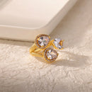 Luxury Gold Plated Colorful Zircon Heart Ring for Women | Stainless Steel
