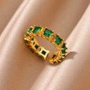 Luxury Gold Plated Colorful Zircon Heart Ring for Women | Stainless Steel