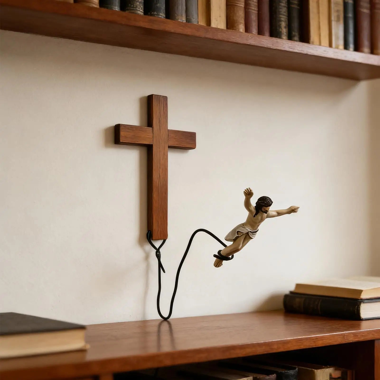 Jumping Jesus Figurine Wall Art
