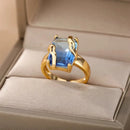 Luxury Gold Plated Colorful Zircon Heart Ring for Women | Stainless Steel