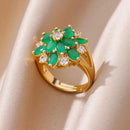 Luxury Gold Plated Colorful Zircon Heart Ring for Women | Stainless Steel