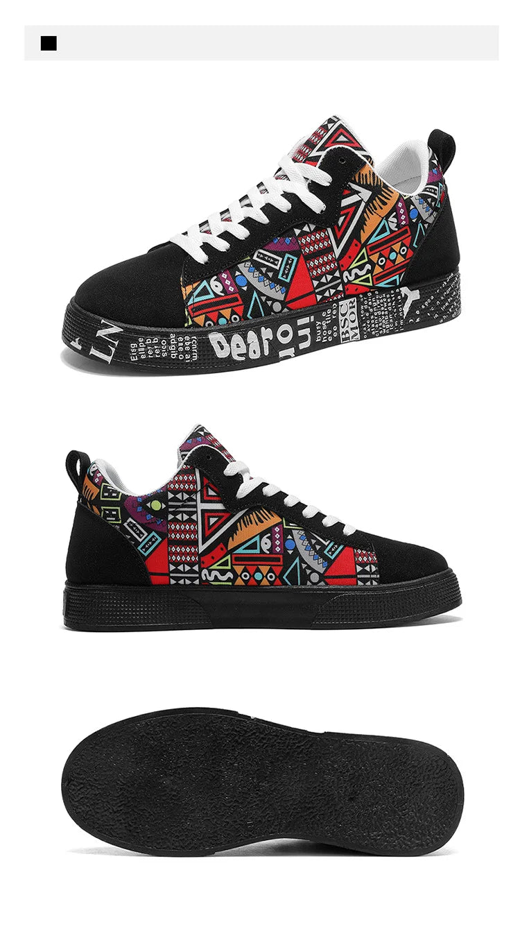 Mens Casual Sport Shoes 2025 Autumn Fashion Comfort Non Slip Casual Sneakers Platform Outdoor Running Shoes Graffiti Board Shoes